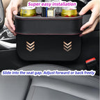 Car Cup Holder Expander & Seat Gap Filler - PU Leather Cover with Stitching, Multifunctional Front Seat Organizer, for Car Truck Van, Holds Large Cups and Phones,Prevent Dropping Items (1Pack, Black)