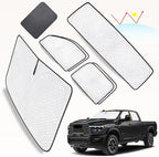 KMF 6pcs Thicken Full Window Sun Shades for Dodge Ram 1500 Crew Cab Accessories 2019-2025, Car Window Covers Sunshade for Windshield Side Rear, Sun Visor UV Block Privacy Blackout for Camping Outdoor