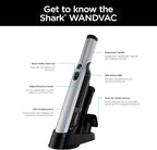 Shark WANDVAC Cordless Hand Vac, Lightweight, Versatile and Portable at 1.4 lbs., Powerful Suction, Charging Dock, One-Touch 
