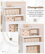 Homde Jewelry Organizer Girls Women Jewelry Box for Necklaces Rings Earrings Gift Bracelets Storage Case (White + Gold)