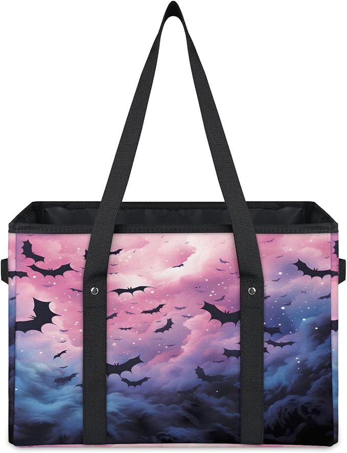 Reusable Grocery Bags Heavy Duty Shopping Bags Foldable Large Tote Bags with Long Handles & Hard Bottom