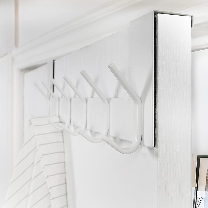 WEBI Over The Door Hook White,Over The Door Towel Rack,Door Hanger,Door Coat Towel Hanger,Door Coat Rack for Hanging Clothes,