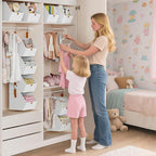 Homsorout Hanging Closet Organizer 4 Tier - Clothes Hanging Shelves, Space-Saving Closet System, Fabric Storage Bins Bedroom 
