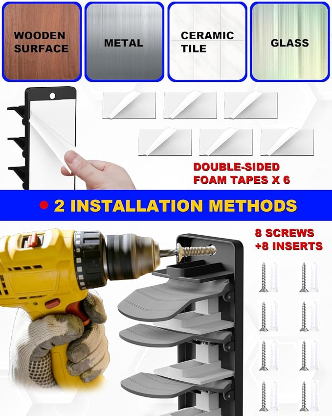 2 Pack Baseball Cap Organizer Can Hold up to 20 Hats for Wall Mount Closet Door Bedroom, Easy to Install Large Capacity Baseb
