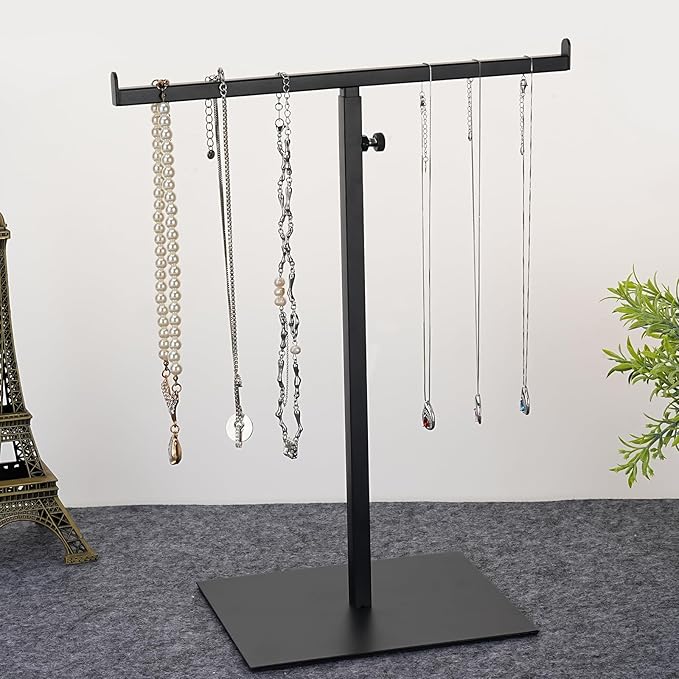 Display Stand Stainless Steel Jewelry Towers Bag Stand Tabletop Double Hook Hanging Jewelry Stands for Necklaces Organizer St