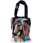 Colorful Horse Car Garbage Bag,Pop Art Horse Waterproof Small Car Trash Bag Hanging Back of Seat,Drawstring Hanging Car Trash Bag with Adjustable Buckle for Car Accessories