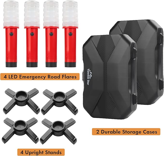 Twinkle Star Emergency Roadside Flares Kit LED Safety Strobe Road Warning Light Highway Beacon Alert Flare with Magnetic Base
