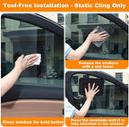 Square Static Cling Car Window Shades for Windshield & Side Windows – Universal Fit (9.84" x 7.09") Driver Side Window Sunshade, Glare-Reducing Window Cover with Durable Mesh & Dark PVC Film