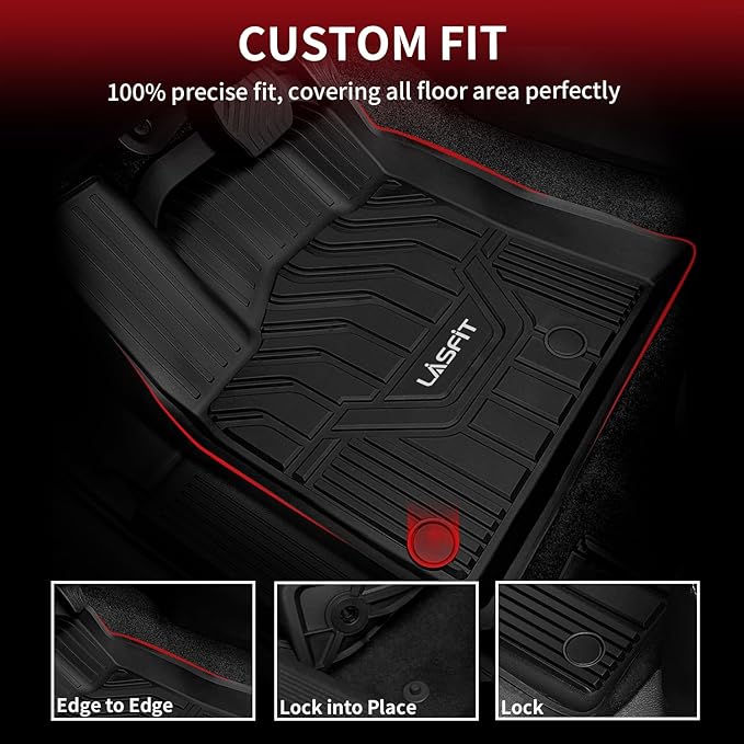 LASFIT Floor Mats & Cargo Mat for Nissan Rogue 2021-2026 (Not Fit Rogue Sport), Custom Fit All Weather TPE Floor Liners for Nissan Rogue S/SV/SL/Platinum 2021-2026 Full Set Car Mats & Trunk Mat, Black