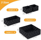 Posprica Small Black Baskets Cube Bin Container Tote,Woven Storage Baskets for Organizing Organizer Divider for Drawer, Close