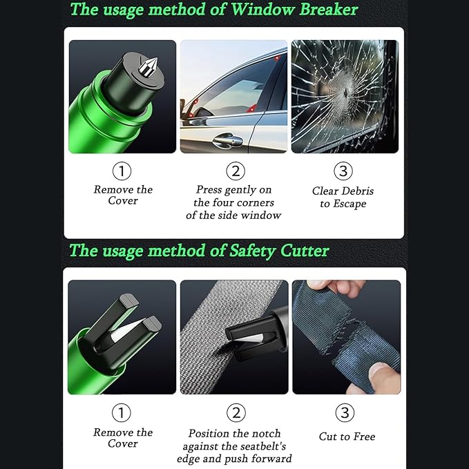 4Pcs Life Hammer Car Escape Tool and Seatbelt Cutter, Seat Belt Cutter and Glass Breaker, for Land and Underwater (4Pcs Red)