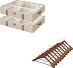 Under Bed Shoe Storage Organizer with Wooden Hangers