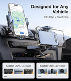 VICSEED Military-Grade Sturdy Car Phone Holder Mount, Upgraded Anti Shake Metal CD Slot & Air Vent Thick Case Friendly Phone Mount for Car Fit for iPhone 17 16 15 Samsung All Phones