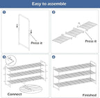 KEETDY 3-Tier Long Shoe Rack for Closet Metal Shoe Organizer for Entryway, Wide Stackable Shoe Storage Shelf with Sturdy Wire