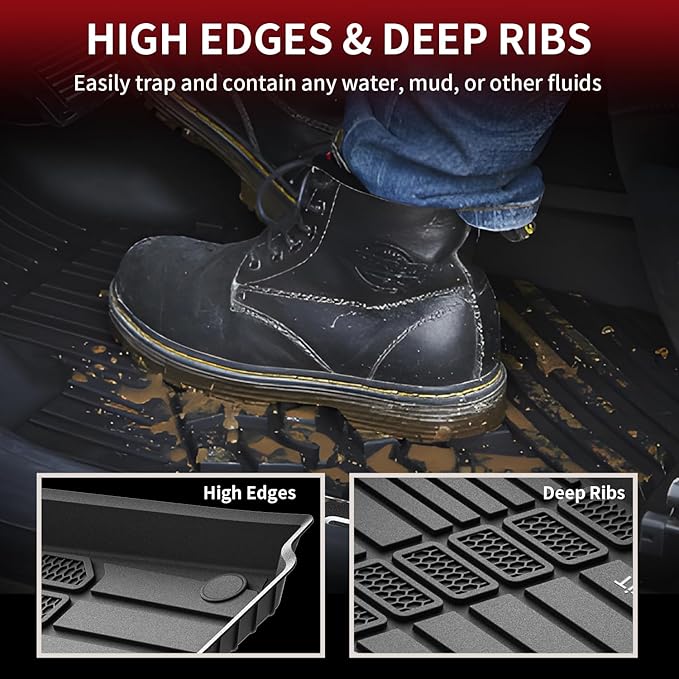 LASFIT Floor Mats for Jeep Grand Cherokee L 2021-2025 2026 (ONLY for 6 Seaters Without Center Console) All Weather Custom Fit Car Floor Liners Trunk Mat Black