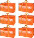 BALEINE 6-Pack Oversized Moving Bags with Reinforced Handles, Heavy-Duty Storage Tote for Clothes, Moving Supplies (Orange, 6