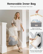 SOLEDI Laundry Hamper with Lid 100L Large & Tall Collapsible Laundry Basket, Clothes Hamper with Bag Removable Easy to Carry,