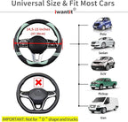 Iwantit® Steering Wheel Cover with Carbon Fiber and Anti-Slip Rubber Ring,Universal Fit 14.5-15 inches for Cars,SUV (Fruit Gr
