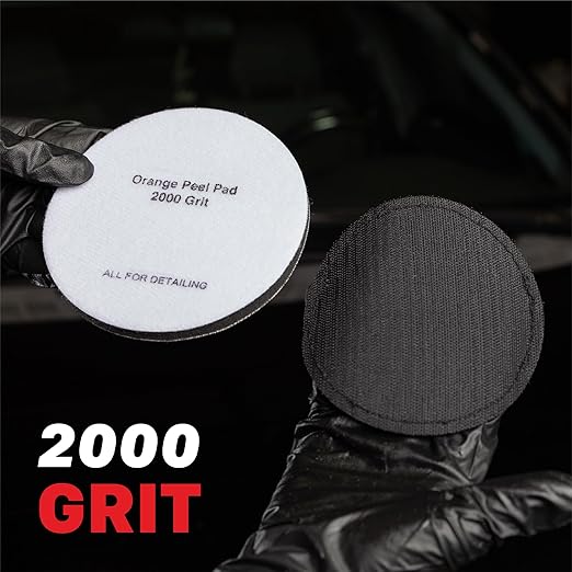 Maxshine 5" Universal 2-Pack 2000 Grit Black Denim Orange Peel Remover Polishing Pads – Hook & Loop for Easy Attachment – Professional Pad for Paint Texture Leveling & Detailing