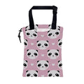 Car Garbage Bag Cute Panda and Heart Drawstring Car Trash Bag Hanging for Back Seat with Adjustable Buckle Canvas Vehicle Trash Can Easy-to-Install