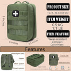 First Aid Kit EMT Medical IFAK Pouch, Molle Tactical Med Emergency Trauma Bag for Camping Home Car Hiking Hunting (Olive Drab