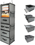 Durable 6-Tier hanging closet organizer with 5 Drawers & 3 Side Pocket,Thickened Fabric Hanging Shelves Holder with Sturdy Ho