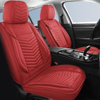 Nappa Leather Car Seat Covers Full Set, Red Car seat Protector 5 Seats, Waterproof Car Seat Cushion, Universal Automotive Sea