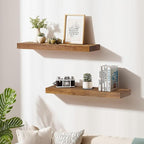 Floating Wall Shelves 30x6.8x1.7 Inch – Solid Wood Rustic Shelves in Dark Oak Finish – Wall Mounted Heavy Duty Display Shelf 