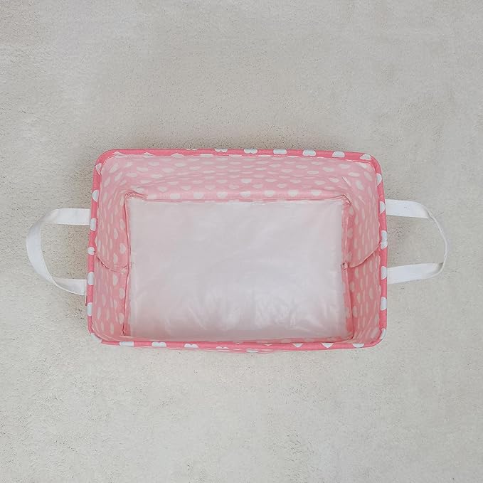 LANGYASHAN Rectangular Storage Bin Collapse Canvas Fabric Cartoon Storage Basket with Handles for Organizing Home Kitchen Boy