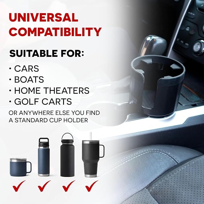 Stupid Technologies - XSpander – Universal Cup Holder Expander for Yeti, Hydro Flask & Big Bottles – Adjustable, Durable, Car