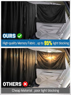 Set of 3 Car Privacy Curtains - 95% Light Blocking Fabric Rear Seat & Side Windows Divider Curtain Baby Shades, Wide Sedan SUV Sunshade Screen Covers for Travel Camping Nap Sleeping