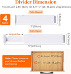 Lifewit 4 Pack 2.36" High Drawer Dividers 28-43.5cm/11-17" Adjustable Drawer Organizer for Clothes/Utensils, Expandable Drawe