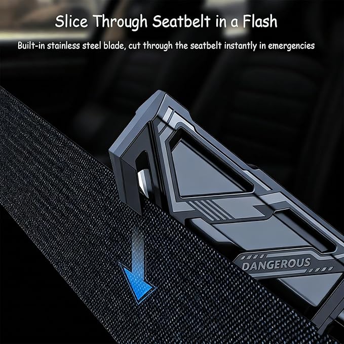 2 Pack Car Window Breaker & Seatbelt Cutter Emergency Escape Tool, Safety Hammer with Hardened Tungsten Steel Tip, Anti-Mistr