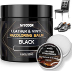 Leather Recoloring Balm with 100ml Mink Oil Conditioner | Black Repair Kit, Dye & Color Restorer for Furniture, Sofa, Car Sea