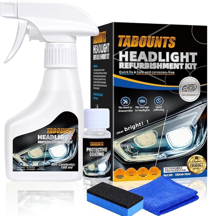 Headlight Restoration Kit, Automotive Headlight Cleaner and Yellowed Head Light Restoring Kit,Helps Clear Dull & Oxidized Lenses,Suitable for All Vehicle Headlamps