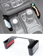 Savadicar GT-2 Shifter Storage Box with Microfibers, American Flag Gear Shift Tray, Center Console Organizer for 2018-2025 Jeep Wrangler JL JLU 4XE & Gladiator JT, Interior Accessories, Black,1 PC