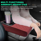 Car Center Console Armrest Pillow, Memory Foam Auto Armrest Box Cover with Cup Holder & Phone Holder, Waterproof Leather Arm Rest Protector Cushion, Interior Car Accessories (Diamond, Wine Red)