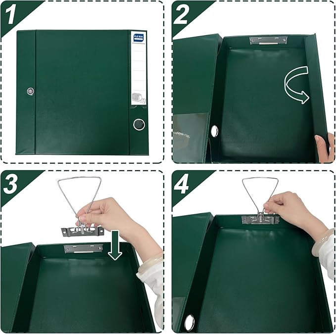 Storage File Boxes A4, 6 Pack Foldable File Box with Clip, 50mm Spine, Plastic Archives Cases with Magnetic Closure, Document