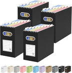 Oterri File Organizer Box, Portable Collapsible Cardboard File Folder Organizer with Handle for Letter Size Hanging Files, Do