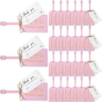 Sweetude 48 Sets Leather Luggage Tag Bulk and So The Adventure Begins Luggage Tags with Name Card for Wedding Bridal Shower B