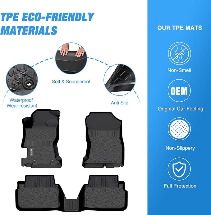 Nilight TPE Floor Mats for Subaru Crosstrek 2018 2019 2020 2021 2022 2023 / Subaru Impreza 2017-2023,All Weather Custom Fit Heavy Duty Floor Liners