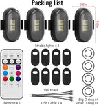 Upgrade LED Lights for Car-8PCS Interior Car Lights with Remote, USB-C 80 Hours 8 Colors IP65 Waterproof Rechargeable Underglow Wireless Strobe Lights for Trucks, eBike, Motorcycle