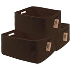 COMFY-HOMI 3 pcs Large Storage Baskets for Shelves, Laundry Basket, Woven Rope Basket, Closet Organizer Bins for Clothes Blan