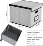 Huolewa Upgraded Portable File Organizer Box with Lid, Collapsible Linen Hanging Filing Storage Boxes with Plastic Slides, De