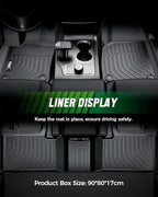 VIWIK Floor Mats Compatible for Ford F150 2015-2025 SuperCrew/Crew Cab for Ford F150 Car Mats All Weather Protection Custom Full Set Include 1st and 2nd Row, Automotive Floor Liner TPE Black 3PCS