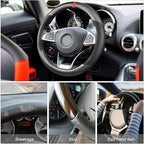 Carbon Fiber Steering Wheel Cover, Universal 15 inch Breathable Anti Slip, Fit Most Cars, Trucks, SVU (Black/Gray)