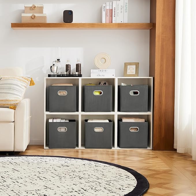 MAX Houser Fabric Storage Bins Cubes Baskets Containers with Dual Plastic Handles for Home Closet Bedroom Drawers Organizers 