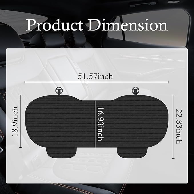 Car Back Seat Cover,Non-Slip & Breathable Bench Seat Cover with Side Pockets for Car Storage & Protecting Interiors,Universal