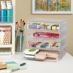 STORi Chloe Space-Saving Clear Drawer Organizer (4 Wide Drawers) Sort Office, Kitchen, Beauty Supplies, Makeup, Pens, Jewelry