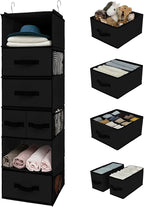 GRANNY SAYS Hanging Closet Organizer 6 Shelves, Closet Organization and Storage with 5 Different Drawers, 6 Side Pockets Ward